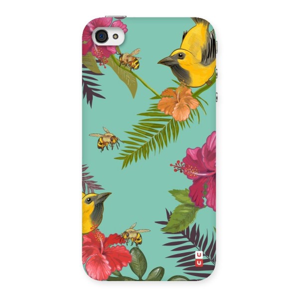 Flower Bird and Bee Back Case for iPhone 4 4s