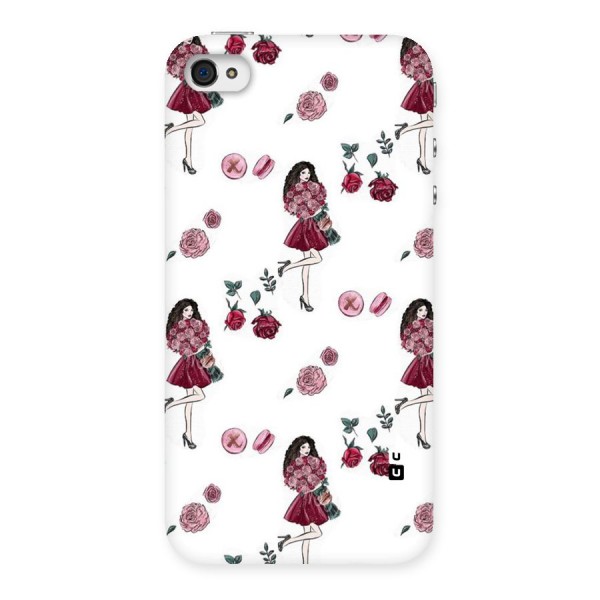 Girl With Flowers Back Case for iPhone 4 4s