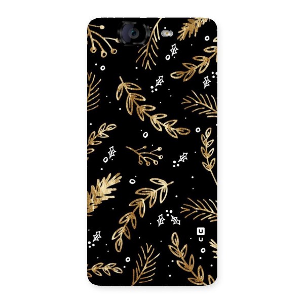 Gold Palm Leaves Back Case for Canvas Knight A350