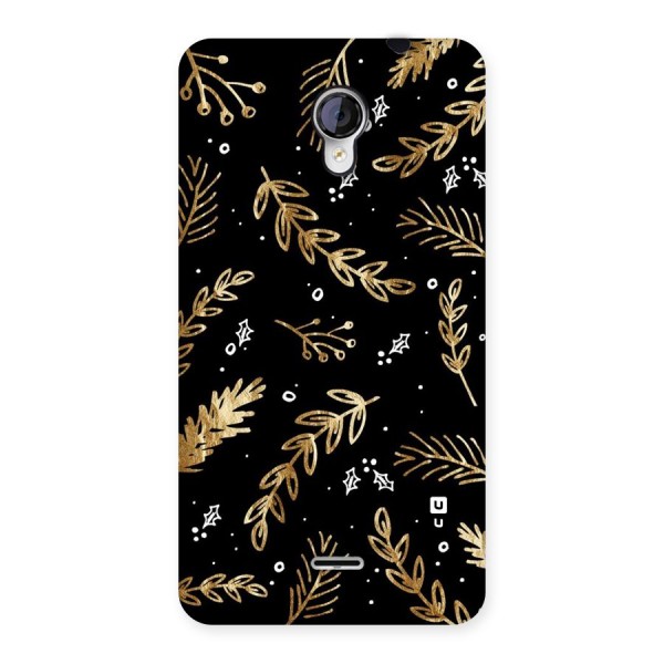 Gold Palm Leaves Back Case for Micromax Unite 2 A106