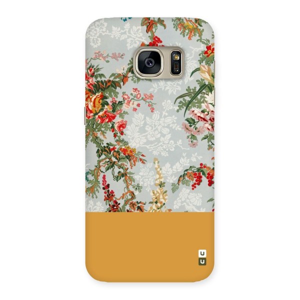 Golden Stripe on Floral Back Case for Galaxy S7