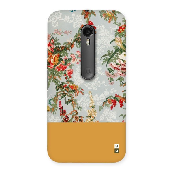 Golden Stripe on Floral Back Case for Moto G3