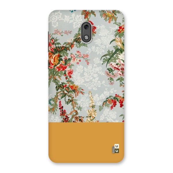 Golden Stripe on Floral Back Case for Nokia 2