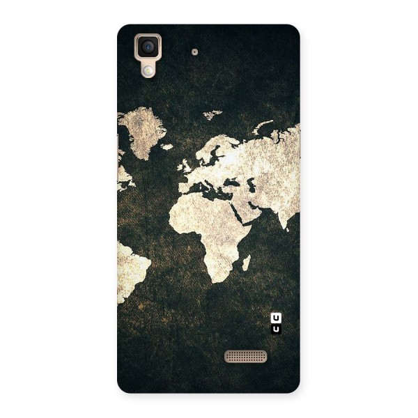 Green Gold Map Design Back Case for Oppo R7