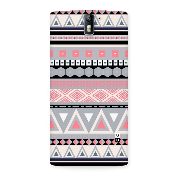 Grey Pink Pattern Back Case for One Plus One