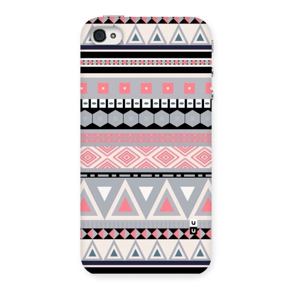 Grey Pink Pattern Back Case for iPhone 4 4s