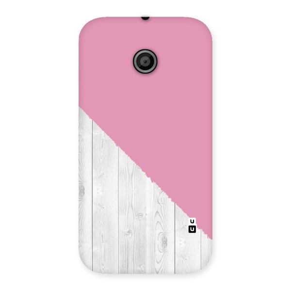 Grey Pink Wooden Design Back Case for Moto E