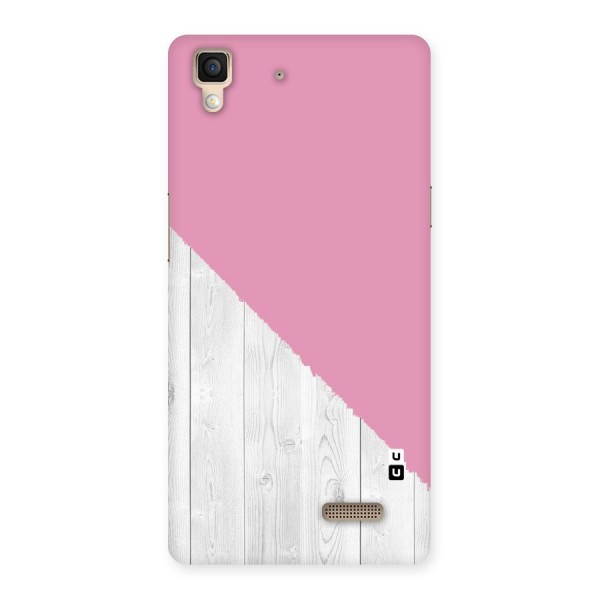 Grey Pink Wooden Design Back Case for Oppo R7