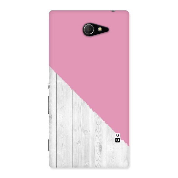 Grey Pink Wooden Design Back Case for Sony Xperia M2