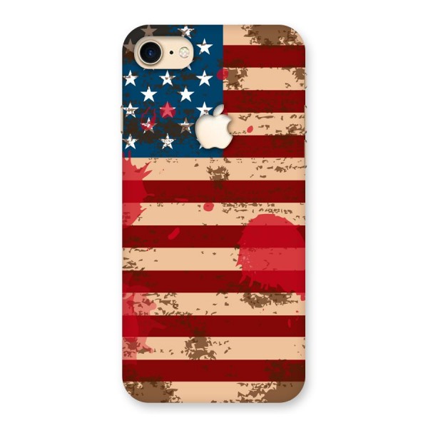 Grunge USA Flag Back Case for iPhone 7 Apple Cut