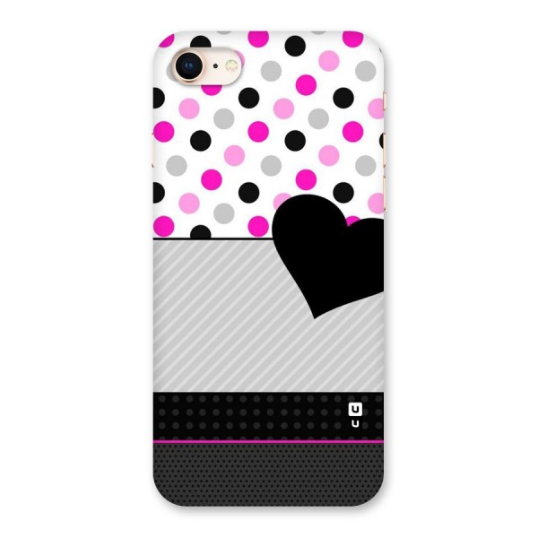 Heart Polka Stripes Back Case for iPhone 8