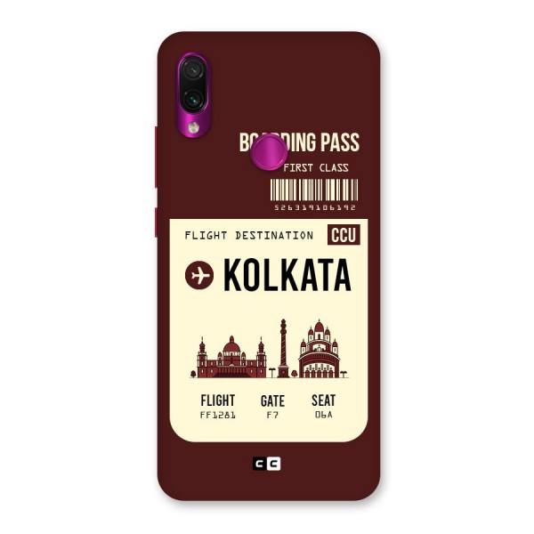 Kolkata Boarding Pass Back Case for Redmi Note 7 Pro