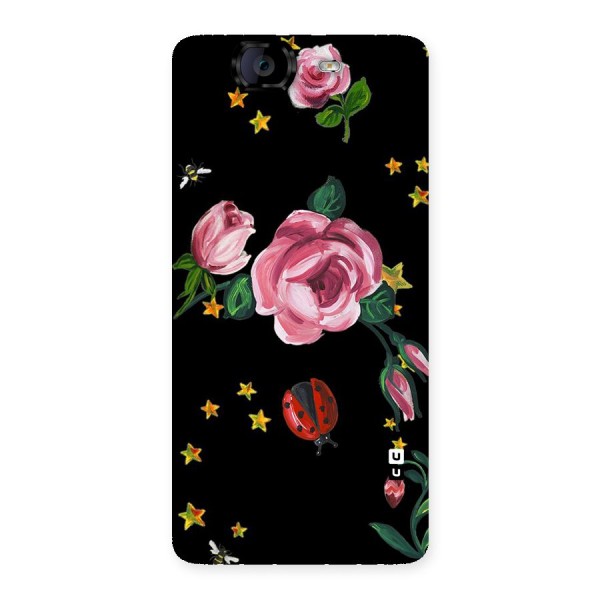 Ladybird And Floral Back Case for Canvas Knight A350