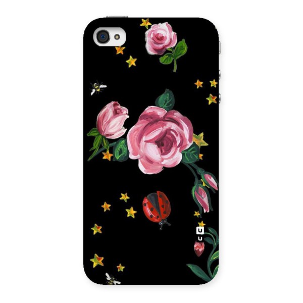 Ladybird And Floral Back Case for iPhone 4 4s