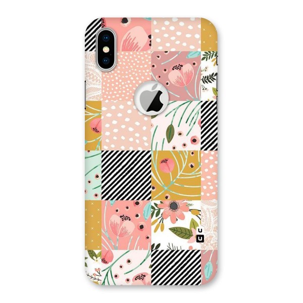 Leaf Stripe Polka Back Case for iPhone XS Logo Cut