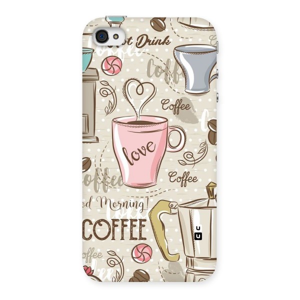 Love Coffee Design Back Case for iPhone 4 4s