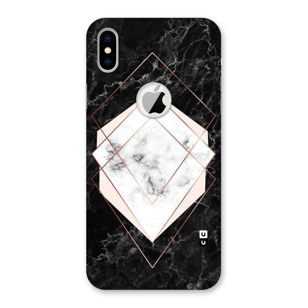 Marble Texture Print Back Case for iPhone XS Logo Cut