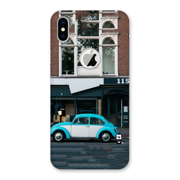 Mini Blue Car Back Case for iPhone X Logo Cut