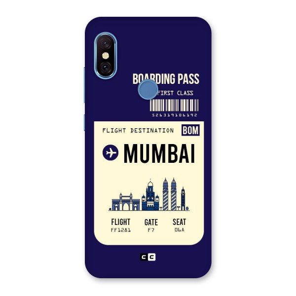 Mumbai Boarding Pass Back Case for Redmi Note 6 Pro