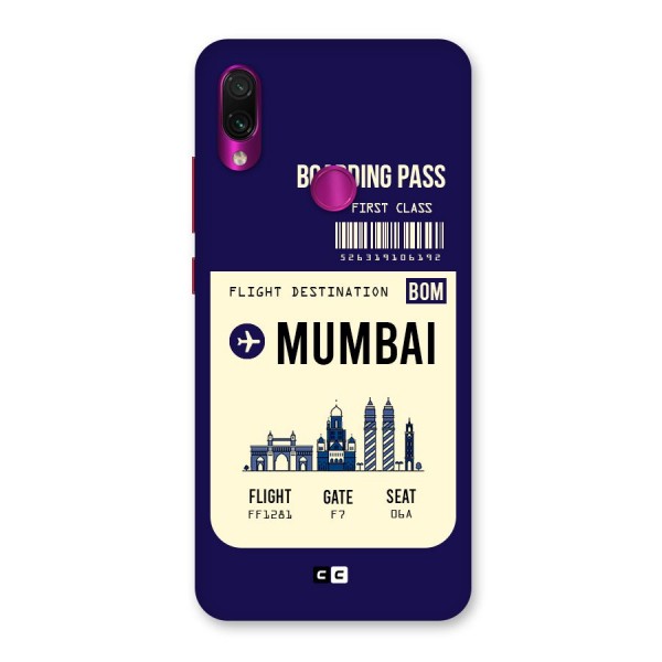 Mumbai Boarding Pass Back Case for Redmi Note 7 Pro