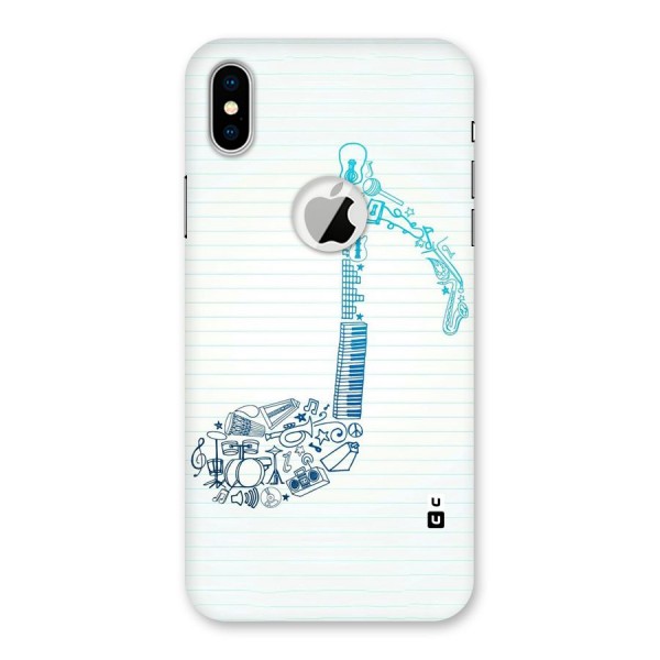 Music Note Design Back Case for iPhone X Logo Cut