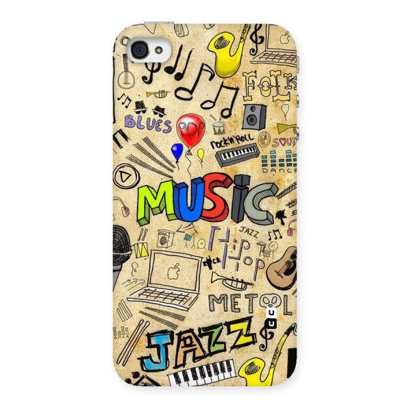 Music Pattern Back Case for iPhone 4 4s