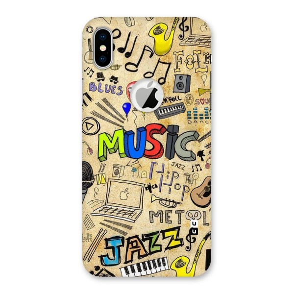 Music Pattern Back Case for iPhone XS Logo Cut