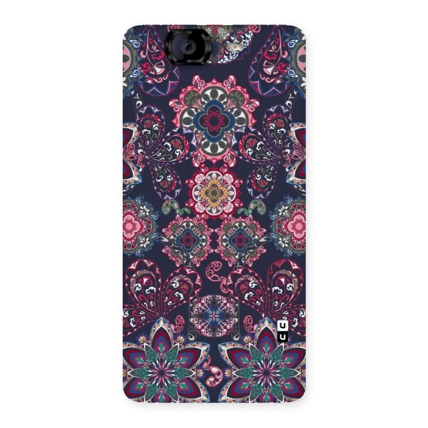 Navy Blue Bloom Pattern Back Case for Canvas Knight A350