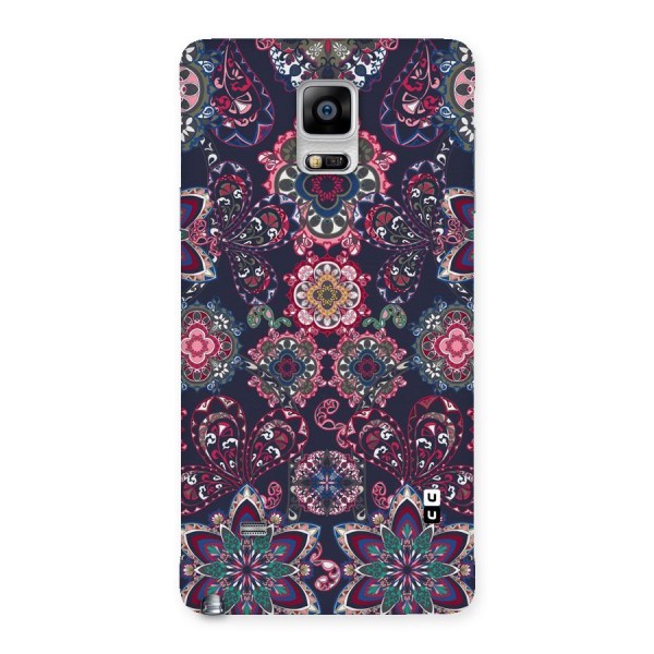 Navy Blue Bloom Pattern Back Case for Galaxy Note 4