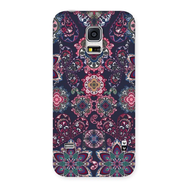 Navy Blue Bloom Pattern Back Case for Galaxy S5 Mini