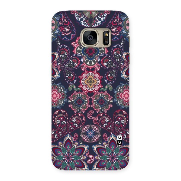 Navy Blue Bloom Pattern Back Case for Galaxy S7