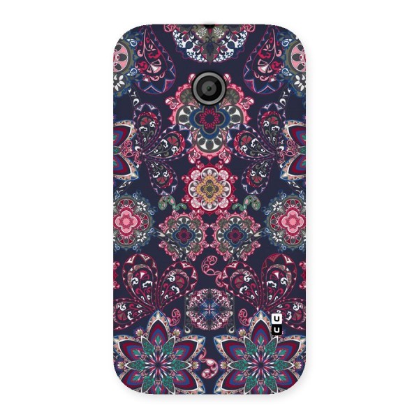 Navy Blue Bloom Pattern Back Case for Moto E