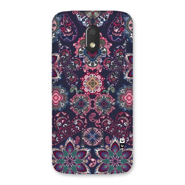 Navy Blue Bloom Pattern Back Case for Moto E3 Power