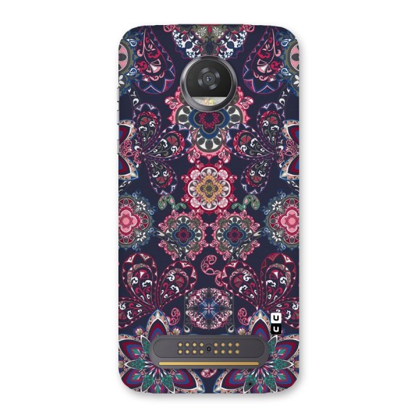 Navy Blue Bloom Pattern Back Case for Moto Z2 Play