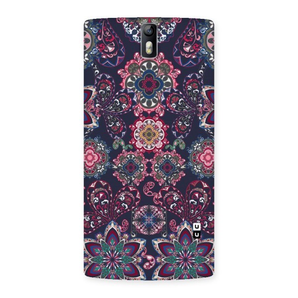 Navy Blue Bloom Pattern Back Case for One Plus One