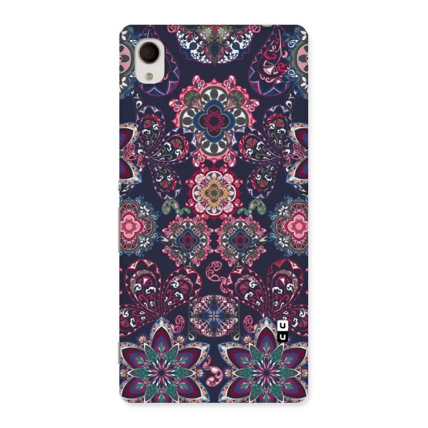 Navy Blue Bloom Pattern Back Case for Sony Xperia M4