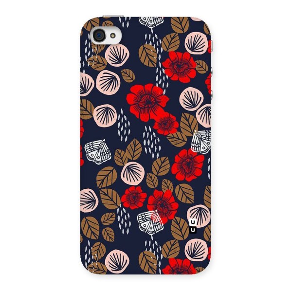 Orange Flora Back Case for iPhone 4 4s