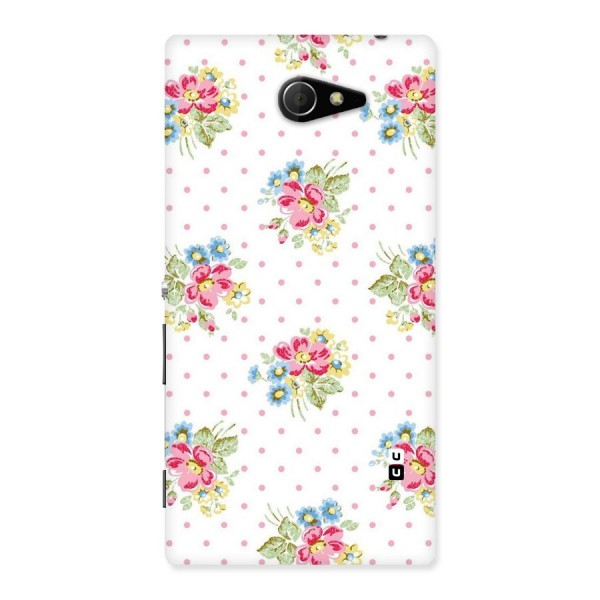 Painted Polka Floral Back Case for Sony Xperia M2