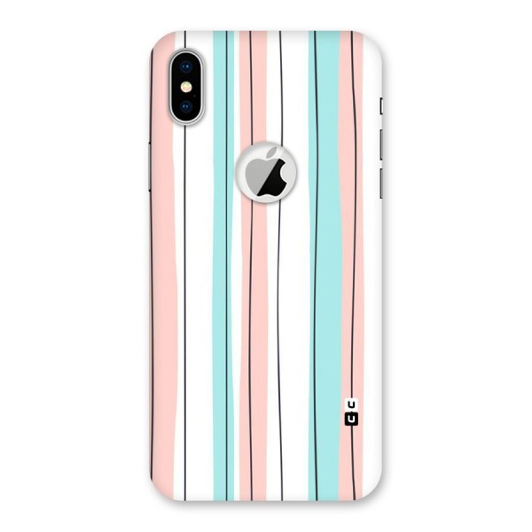 Pastel Tri Stripes Back Case for iPhone XS Logo Cut