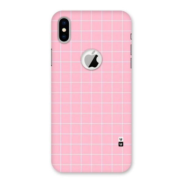 Pink Checks Back Case for iPhone XS Logo Cut