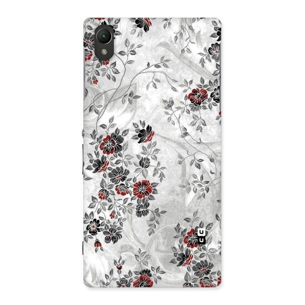 Pleasing Grey Floral Back Case for Sony Xperia Z1