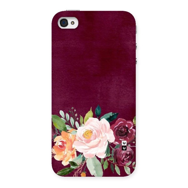 Plum Floral Design Back Case for iPhone 4 4s