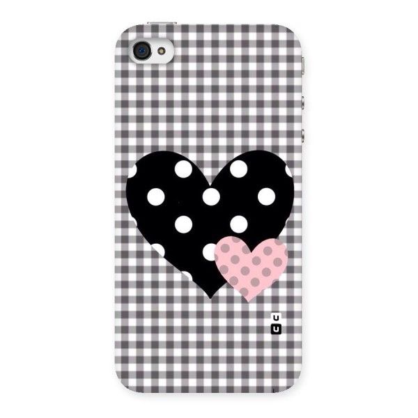 Polka Check Hearts Back Case for iPhone 4 4s