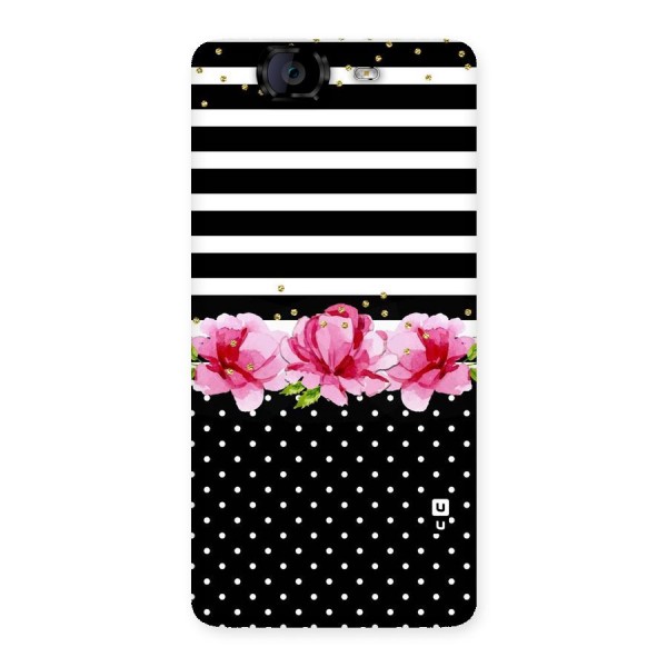 Polka Floral Stripes Back Case for Canvas Knight A350