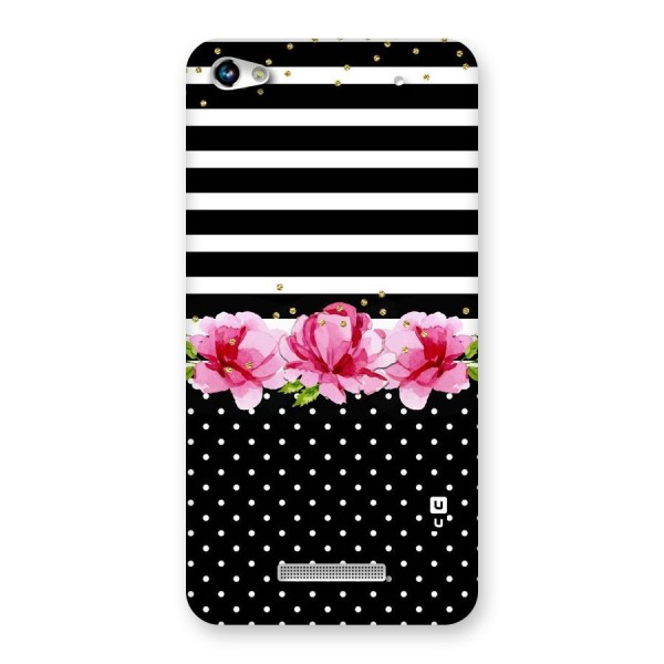 Polka Floral Stripes Back Case for Micromax Hue 2