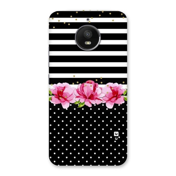 Polka Floral Stripes Back Case for Moto E4 Plus