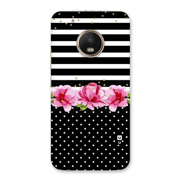 Polka Floral Stripes Back Case for Moto G5 Plus