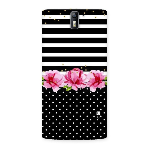 Polka Floral Stripes Back Case for One Plus One