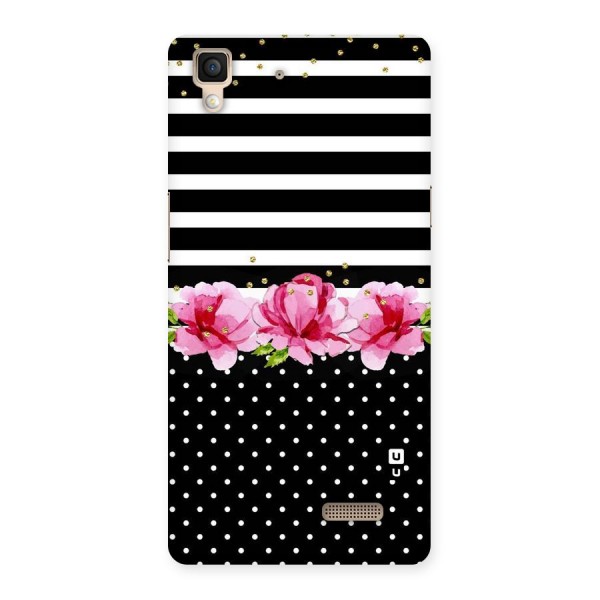 Polka Floral Stripes Back Case for Oppo R7