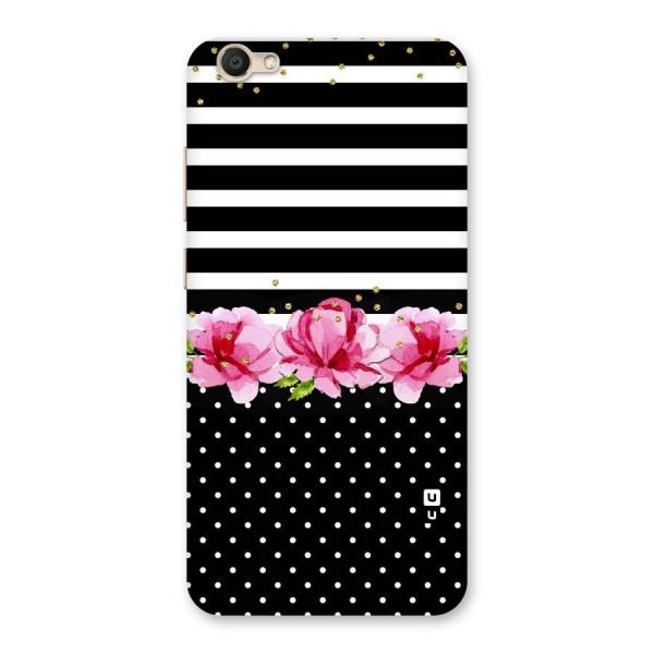 Polka Floral Stripes Back Case for Vivo V5